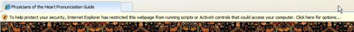 screen shot of IE yellow blocked content bar